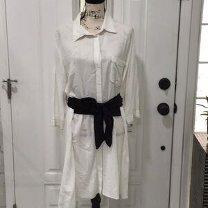 🆕ZARA Button Down Dress with Black Belt Retail $69